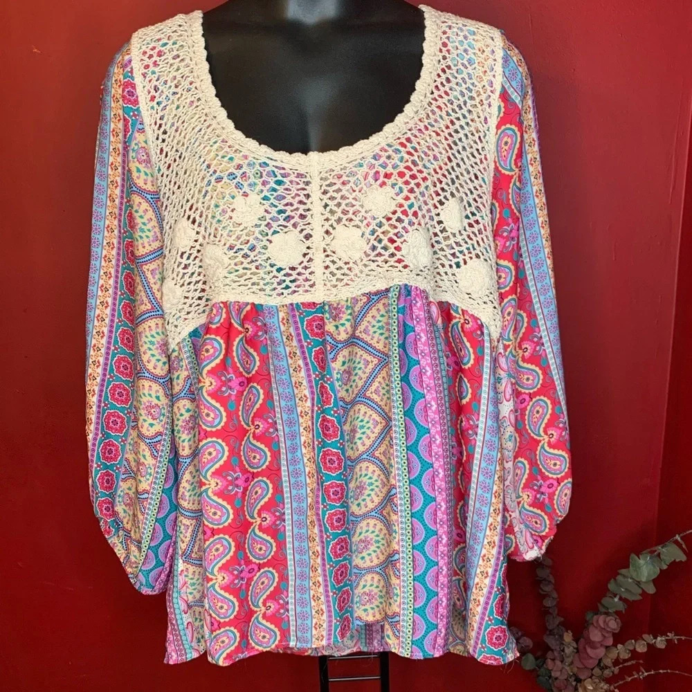 Cha cha vente Women’s Plus boho top Size 3X